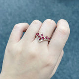 紅寶石四葉花V形鑽石戒指 - WILLS JEWELLERY